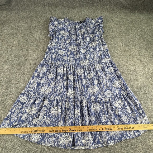 Ann Taylor Dress Women L Blue Floral Boho Cottagecore Romantic‎ Feminine Fairy - Picture 7 of 15
